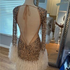 ASOS Gold Sequin Backless Dress